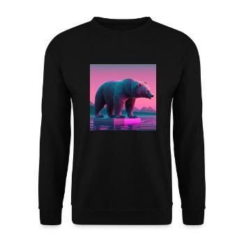 BEAR STATUE VAPORWAVE, modern art, neon colors - Unisex Sweatshirt - black - Front - Alina (178cm) & Michal (187cm)