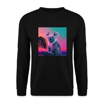 KOALA VAPORWAVE, modern art, neon colors - Unisex Sweatshirt - black - Front - Alina (178cm) & Michal (187cm)