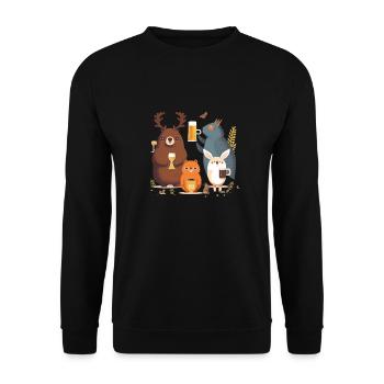 Drôle de motif de bière avec des animaux de la forêt - Sweat-shirt Unisexe - noir - Devant - Alina (178cm) & Michal (187cm)
