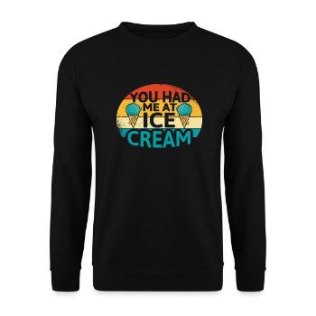Tu m’as eu à Ice Cream - Sweat-shirt Unisexe - noir - Devant - Alina (178cm) & Michal (187cm)