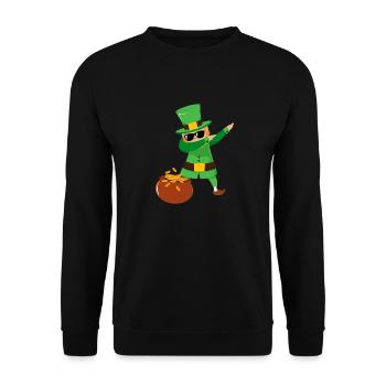 Dabbing Leprechaun Kids Happy St. Patrick's Day - Unisex Sweatshirt - black - Front - Alina (178cm) & Michal (187cm)