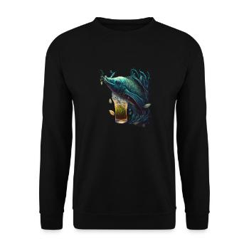 Cool pike with beer motif for anglers - Unisex Sweatshirt - black - Front - Alina (178cm) & Michal (187cm)
