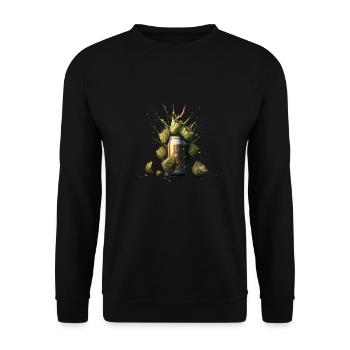 Bière artisanale - Explosion du houblon dans la canette de bière - Sweat-shirt Unisexe - noir - Devant - Alina (178cm) & Michal (187cm)