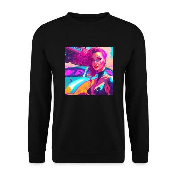Woman in front of sports car 1 - Unisex Sweatshirt - black - Front - Alina (178cm) & Michal (187cm)