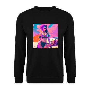 Woman in front of sports car 2 - Unisex Sweatshirt - black - Front - Alina (178cm) & Michal (187cm)