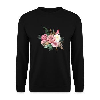 Watercolor flowers gift idea - Unisex Sweatshirt - black - Front - Alina (178cm) & Michal (187cm)