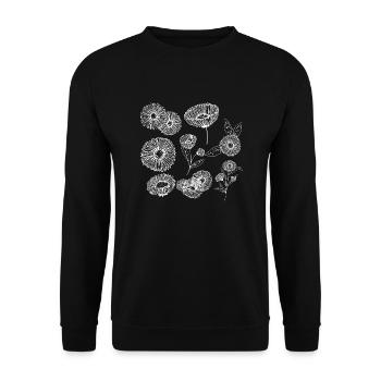 Aster Blütengruppe - Unisex Pullover - Schwarz - Vorne - Alina (178cm) & Michal (187cm)