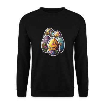 Happy Easter Eggs Easter Sticker colorful Colorful - Unisex Sweatshirt - black - Front - Alina (178cm) & Michal (187cm)