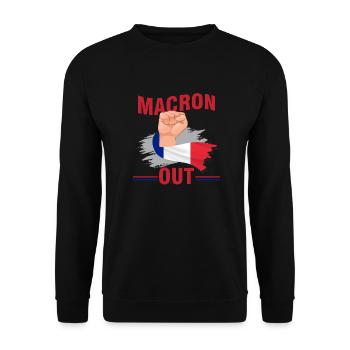 macron out Grève 2023 anti retraire à 64 ans - Sweat-shirt Unisexe - noir - Devant - Alina (178cm) & Michal (187cm)
