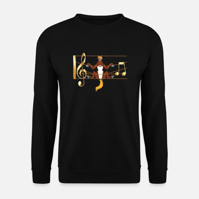 Pferd süß und glücklich in Noten - Unisex Pullover - Schwarz