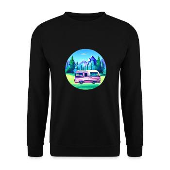 Caravane Camping Camping-car Gift Camp Camping - Sweat-shirt Unisexe - noir - Devant - Alina (178cm) & Michal (187cm)