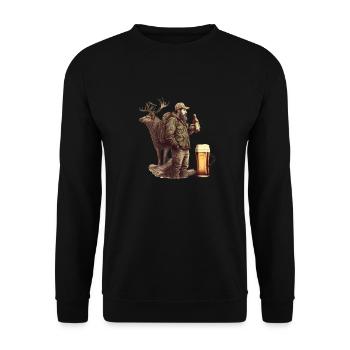 Rencontre sauvage : Chasseur de bière et cerf - Sweat-shirt Unisexe - noir - Devant - Alina (178cm) & Michal (187cm)