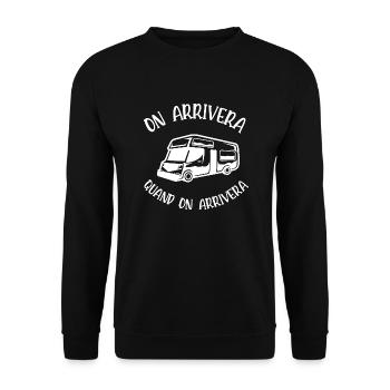 on arrivera quand on arrivera - Sweat-shirt Unisexe - noir - Devant - Alina (178cm) & Michal (187cm)