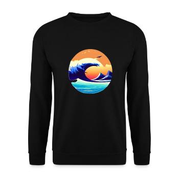 Surfer Surfbrett Surferin Wellenreiten surfen - Unisex Pullover - Schwarz - Vorne - Alina (178cm) & Michal (187cm)