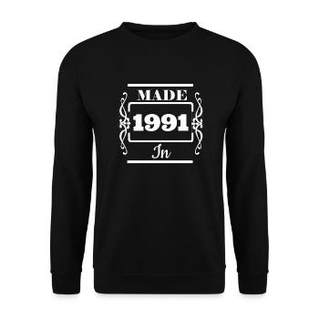 Baujahr 1991 - Unisex Pullover - Schwarz - Vorne - Alina (178cm) & Michal (187cm)