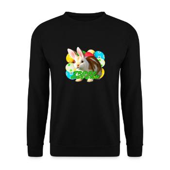 Süßer Hase mit Ostereiern für Ostern - Unisex Pullover - Schwarz - Vorne - Alina (178cm) & Michal (187cm)