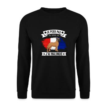 je peux pas j'ai malinois cadeau Malinois - Sweat-shirt Unisexe - noir - Devant - Alina (178cm) & Michal (187cm)