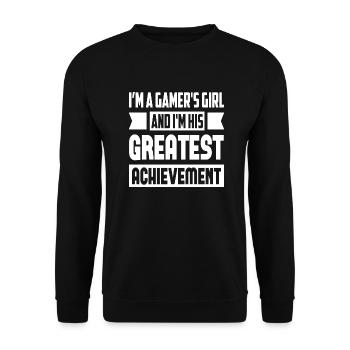 I ́m A Gamer ́s Girl And I ́m His Greastest... - Unisex Sweatshirt - black - Front - Alina (178cm) & Michal (187cm)