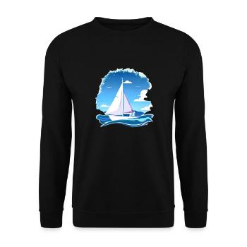 Segeln Segelsport Segler Segelboot Segelschiff - Unisex Pullover - Schwarz - Vorne - Alina (178cm) & Michal (187cm)