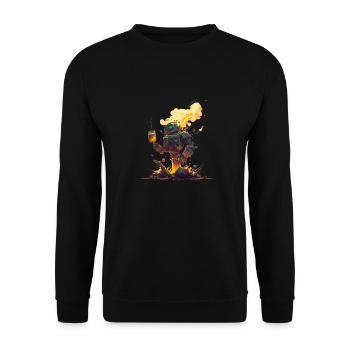 Cooler Roboter der gerne Craft Bier trinkt - Unisex Pullover - Schwarz - Vorne - Alina (178cm) & Michal (187cm)