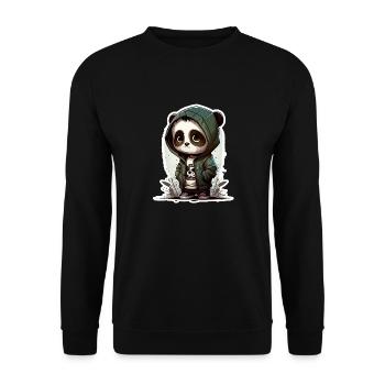 Teenagepanda mit Hoodie - Unisex Pullover - Schwarz - Vorne - Alina (178cm) & Michal (187cm)