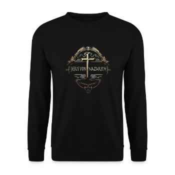 Jesus Christus von Nazareth Glaube Bibel Jesus - Unisex Pullover - Schwarz - Vorne - Alina (178cm) & Michal (187cm)