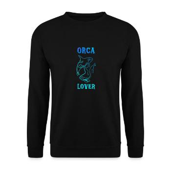 Orca Liebhaber Strichkunst bunt - Unisex Pullover - Schwarz - Vorne - Alina (178cm) & Michal (187cm)