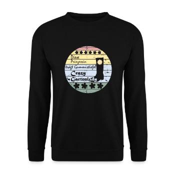 Gärtnerin, Gartenlady, Gummistiefel Prinzessin - Unisex Pullover - Schwarz - Vorne - Alina (178cm) & Michal (187cm)