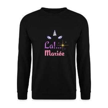 "La Mariée licorne" - Pour un mariage inoubliable - Sweat-shirt Unisexe - noir - Devant - Alina (178cm) & Michal (187cm)