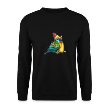 Parrot cuddles with beer - Unisex Sweatshirt - black - Front - Alina (178cm) & Michal (187cm)