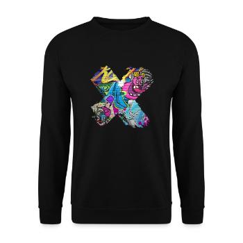 Graffiti-Stil Splash Hip Hop Farben Maler Farbe - Unisex Pullover - Schwarz - Vorne - Alina (178cm) & Michal (187cm)