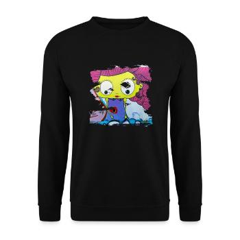 Graffiti-Stil Splash Hip Hop Farben Maler Farbe - Unisex Pullover - Schwarz - Vorne - Alina (178cm) & Michal (187cm)