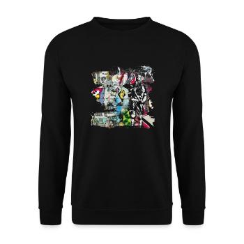 Graffiti-Stil Splash Hip Hop Farben Maler Farbe - Unisex Pullover - Schwarz - Vorne - Alina (178cm) & Michal (187cm)