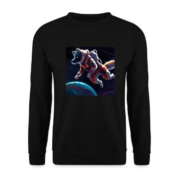 AI Shirt - Wolf Astronaut flying in space - Unisex Pullover - Schwarz - Vorne - Alina (178cm) & Michal (187cm)