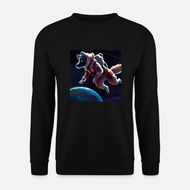 AI Shirt - Wolf Astronaut flying in space - Unisex Pullover - Schwarz