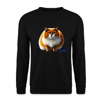 Fette Katze mit flauschigem Fell - Unisex Pullover - Schwarz - Vorne - Alina (178cm) & Michal (187cm)