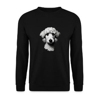 Pudel Design Grafik Druck Motiv - Unisex Pullover - Schwarz - Vorne - Alina (178cm) & Michal (187cm)