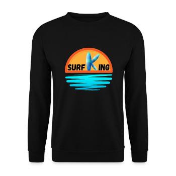Surfender König - Unisex Pullover - Schwarz - Vorne - Alina (178cm) & Michal (187cm)