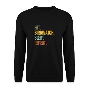 EAT BIRDWATCH SLEEP REPEAT - Unisex Sweatshirt - black - Front - Alina (178cm) & Michal (187cm)