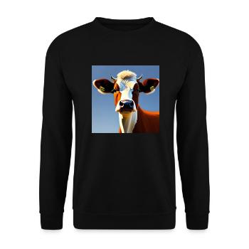 Brown and White Cow - Unisex Sweatshirt - black - Front - Alina (178cm) & Michal (187cm)
