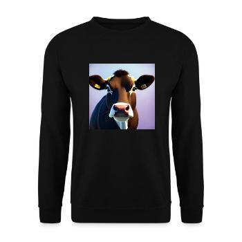 Brown Cow On Colorful Background - Unisex Sweatshirt - black - Front - Alina (178cm) & Michal (187cm)