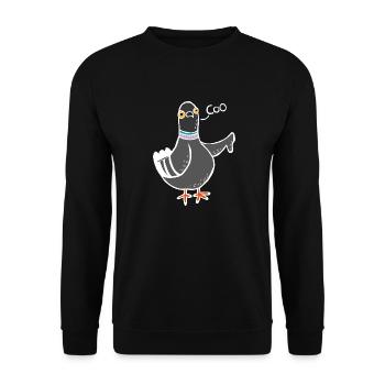 Coo / Boo Pigeon (White) - Unisex Sweatshirt - black - Front - Alina (178cm) & Michal (187cm)