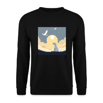 Hund im Himmel - Vierbeiner verlässt die Welt - Unisex Pullover - Schwarz - Vorne - Alina (178cm) & Michal (187cm)