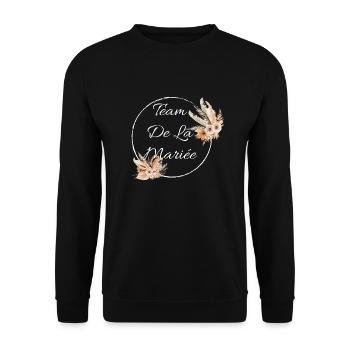 team de la Mariée evjf t-shirt assorti floral - Sweat-shirt Unisexe - noir - Devant - Alina (178cm) & Michal (187cm)