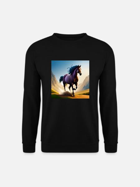 Galloping horse in sand - Unisex Sweatshirt - black