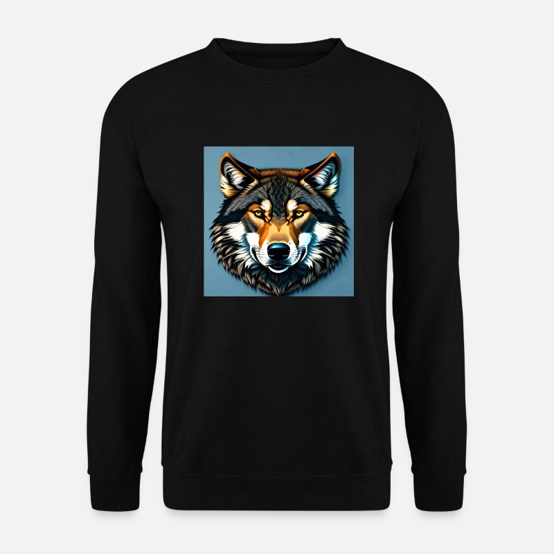 Standard-Wolf-Porträt - Unisex Pullover - Schwarz