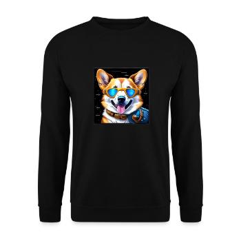 Corgi futuriste - Sweat-shirt Unisexe - noir - Devant - Alina (178cm) & Michal (187cm)