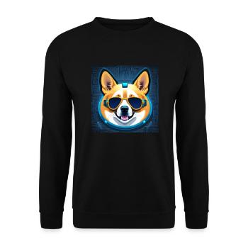 Cooler Corgi - Unisex Pullover - Schwarz - Vorne - Alina (178cm) & Michal (187cm)