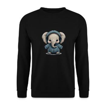 Babyelefant mit Hoodie - Unisex Pullover - Schwarz - Vorne - Alina (178cm) & Michal (187cm)