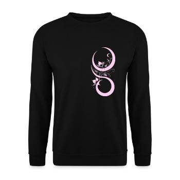 Pink flower and bow pattern - Unisex Sweatshirt - black - Front - Alina (178cm) & Michal (187cm)